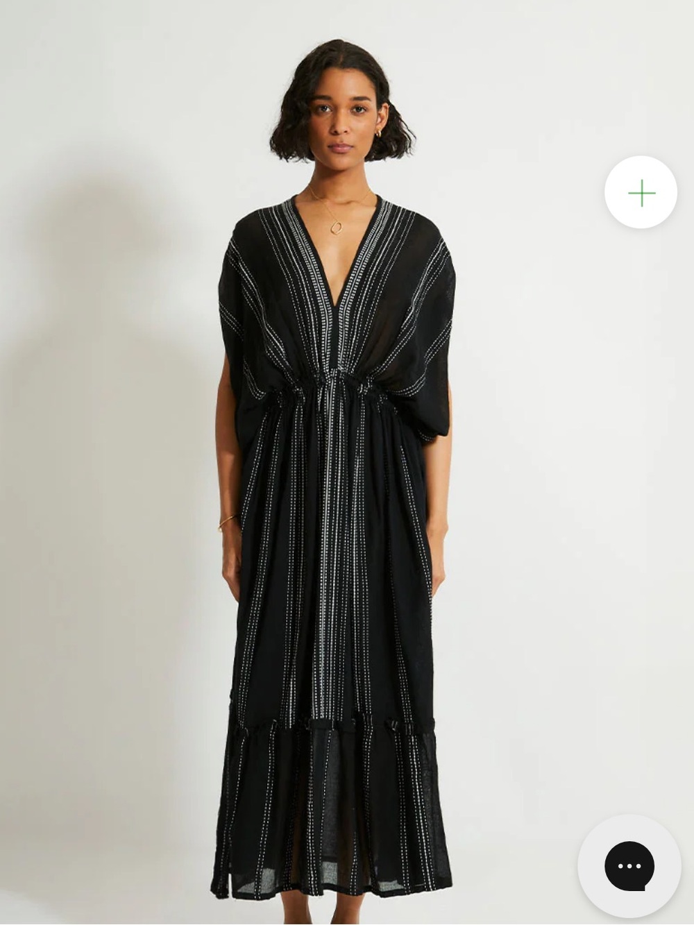 Lemlem Black Maxi Dress with White Stripe Detailing